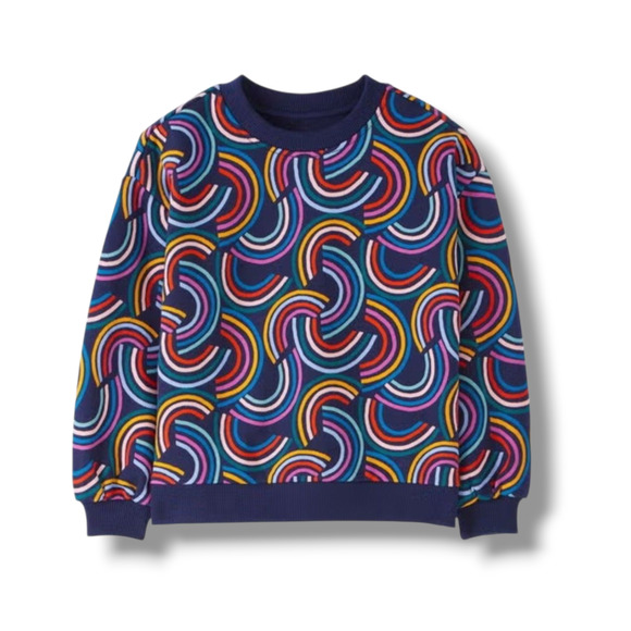 Hanna Andersson 10 Rainbow Print Balloon Sleeve French Terry Sweatshirt - Picture 1 of 8